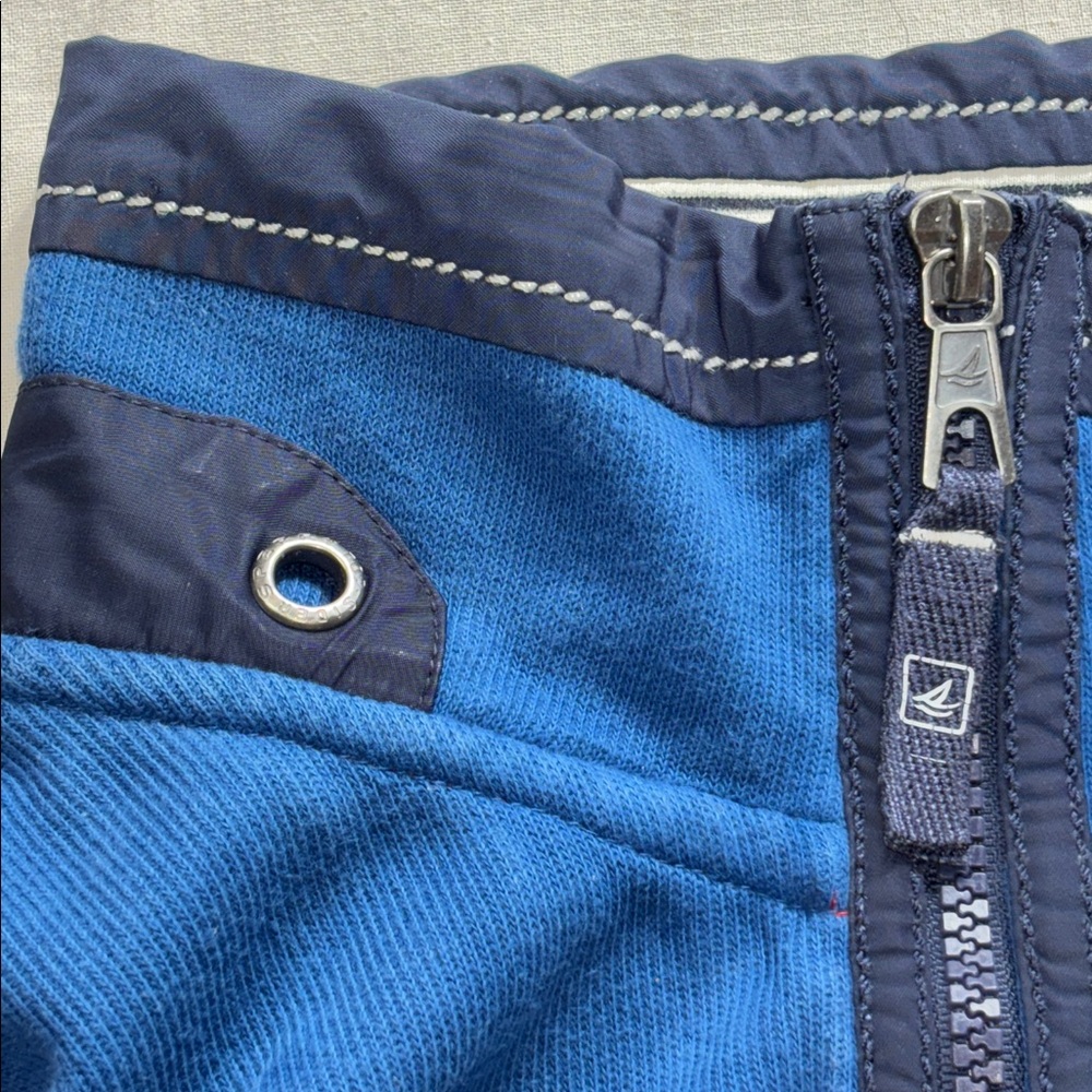 Sperry Top-Sider Blue 1/2 Zip Nautical Pullover, Striped Collar, Large, EUC - Picture 11 of 16